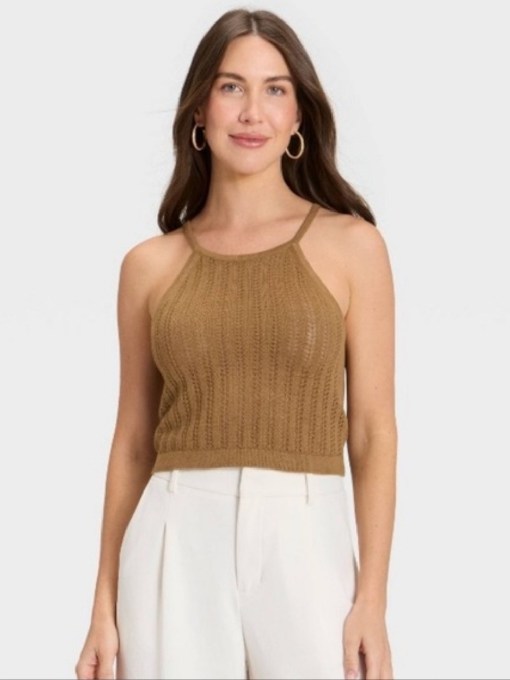 a new day Camel Knit Halter Tank Top